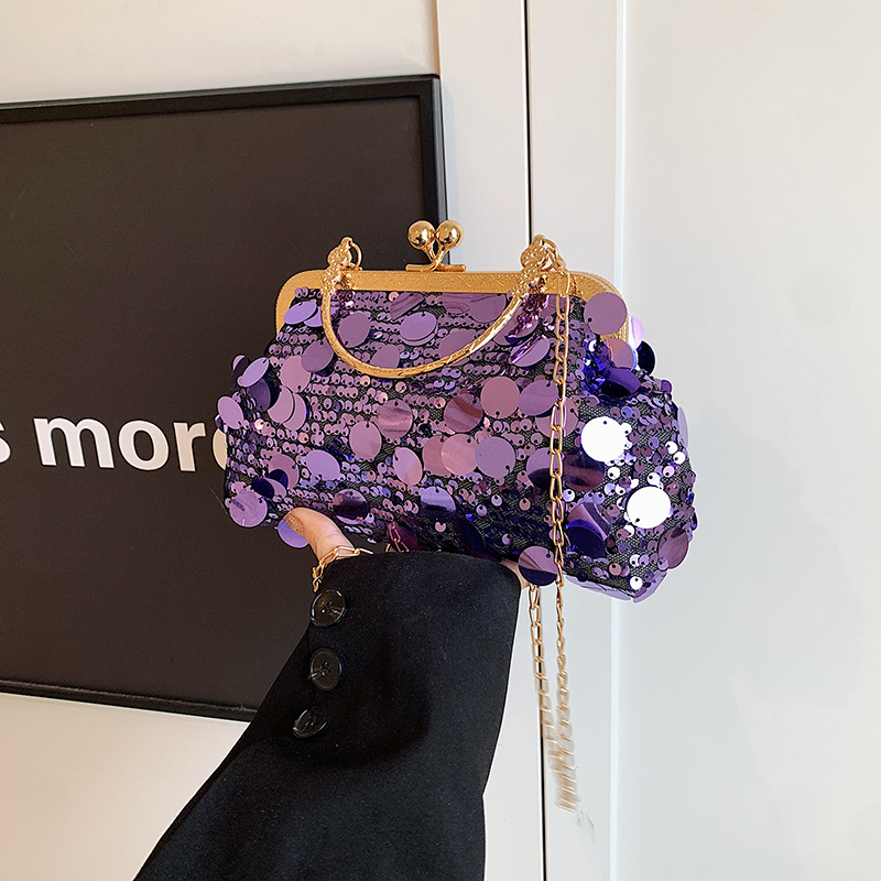 Moteriška rankinė, gatvės stilius, blizgučiai, kriauklės formos rankinė, vidinė telefono kišenė