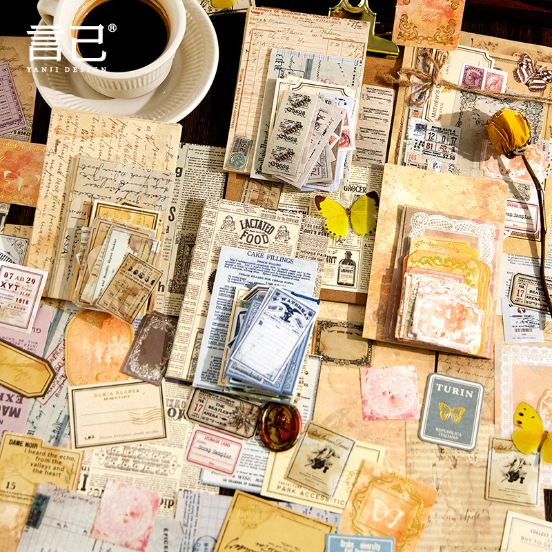 Σετ υλικών ρετρό διακόσμησης ημερολογίου - 100 τεμ., 4 στυλ, μάρκα DREHOP/Mengxi, βάρος 79 g