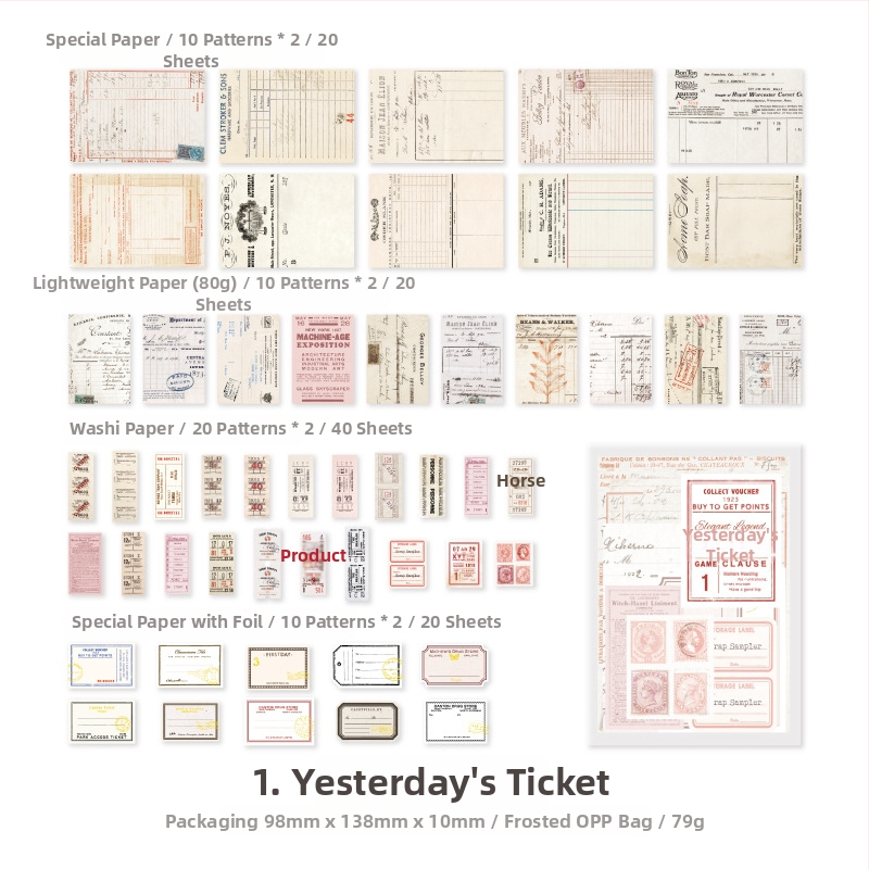 Σετ υλικών ρετρό διακόσμησης ημερολογίου - 100 τεμ., 4 στυλ, μάρκα DREHOP/Mengxi, βάρος 79 g