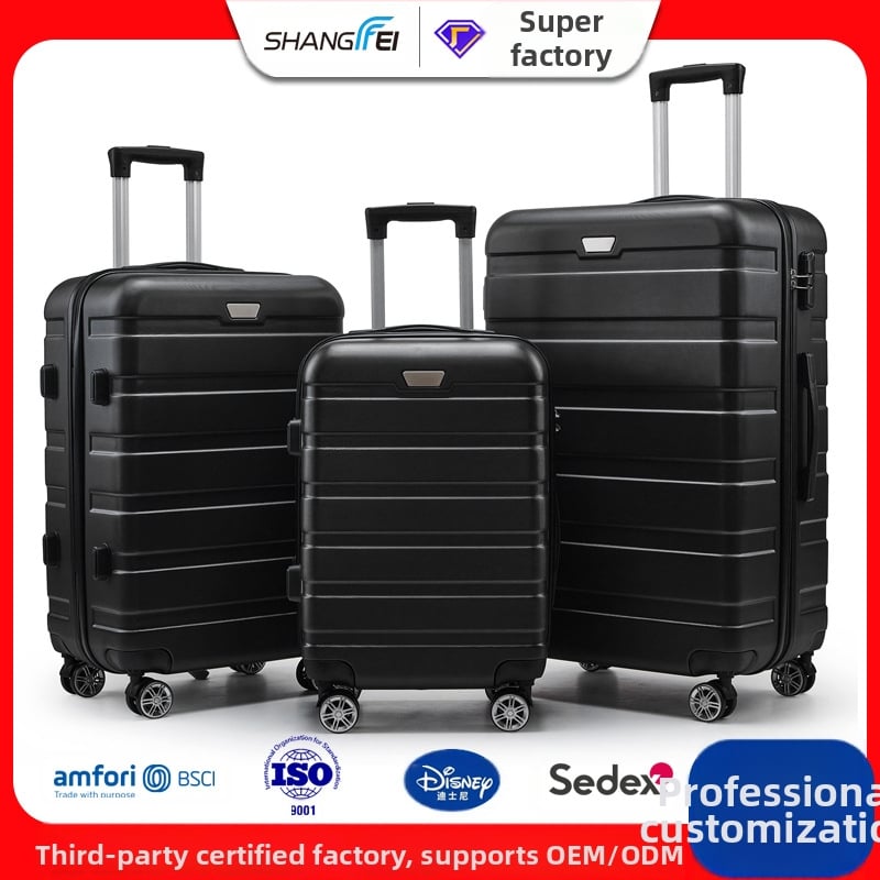 Set de trei bagaje din ABS cu lacăt cu parolă anti-furt, aprobat pentru zbor, roți universale, căptușeală poliester