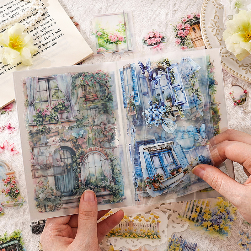 PET uzlīmju grāmatiņa dienasgrāmatai – caurspīdīgi ūdensizturīgi drukāti planer uzlīmes ar Eiropas lauku ainavām