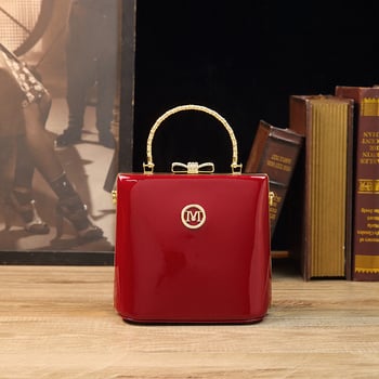 Geantă bucket cu clips, în stil Kelly, material PU, siluetă verticală pătrată, închidere clapetă, căptușeală nylon