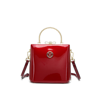 Geantă bucket cu clips, în stil Kelly, material PU, siluetă verticală pătrată, închidere clapetă, căptușeală nylon