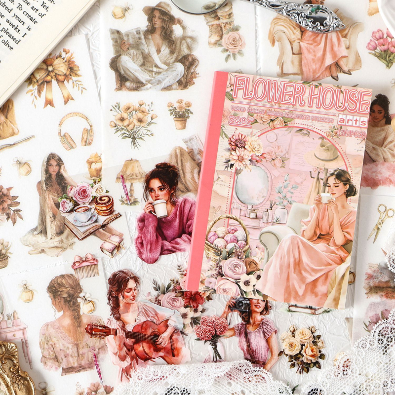 PET medžiagos lipdukų knygelė: skaidri, atspari vandeniui, skirta DIY dienoraščiui; lipdukų spausdinimas; logotipo spausdinimas; IP autorizacija: Ne