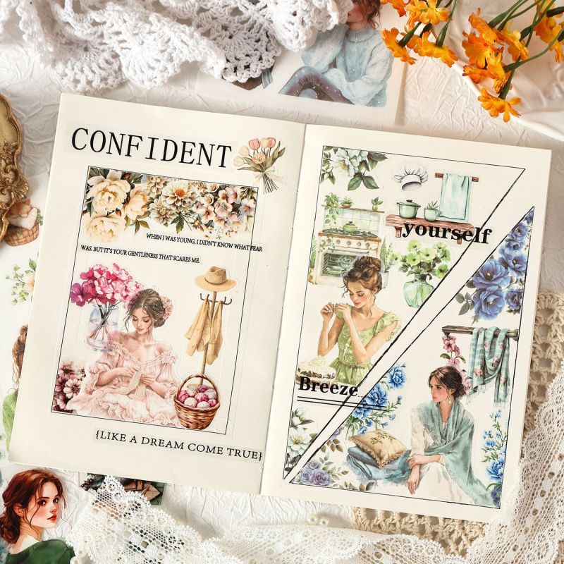 PET medžiagos lipdukų knygelė: skaidri, atspari vandeniui, skirta DIY dienoraščiui; lipdukų spausdinimas; logotipo spausdinimas; IP autorizacija: Ne