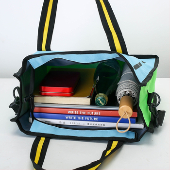 Японски стил платнена чанта за жени - лято 2025 г., чанта за рамо с единичен ремък, 2D анимационен дизайн, голям капацитет