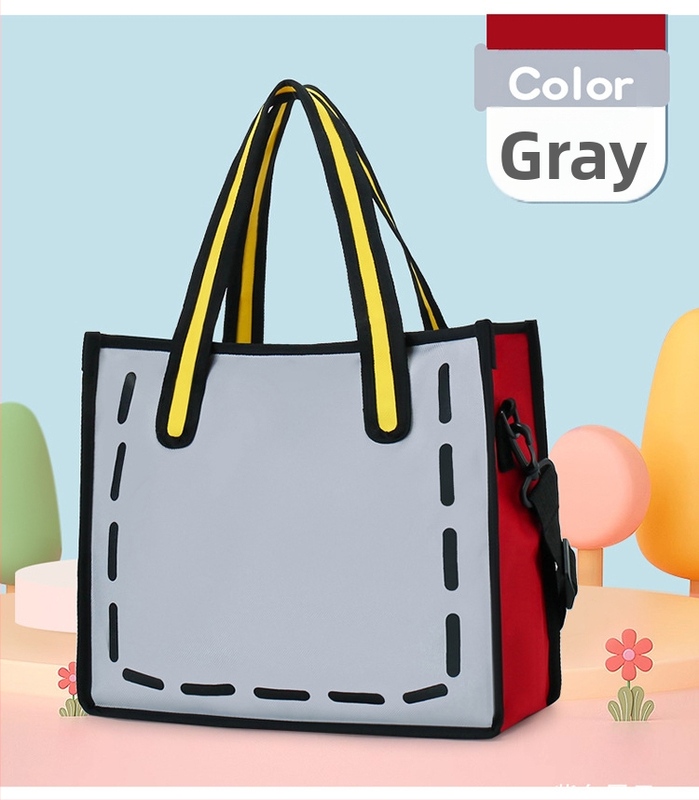 Японски стил платнена чанта за жени - лято 2025 г., чанта за рамо с единичен ремък, 2D анимационен дизайн, голям капацитет