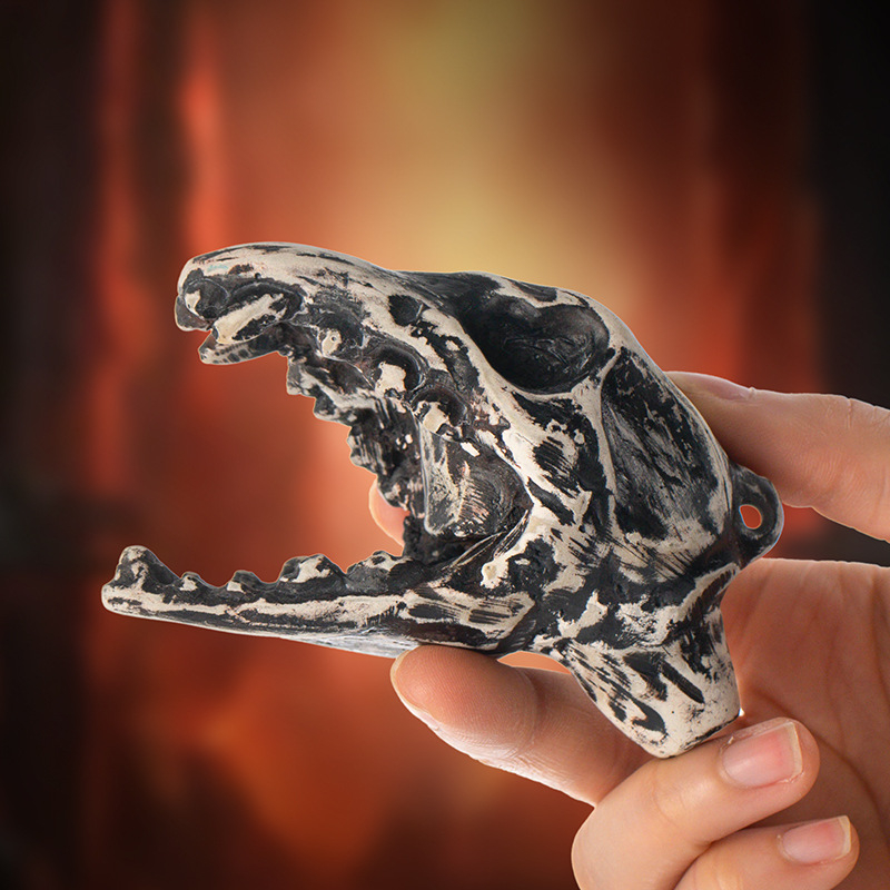 Porcelininė okarina, vaiduoklių švilpukas, Aztekų drakonas Helovyno dekorui, prekės ženklas Dehua Tao Dixuan, kategorija: Gyvūnai, pakuotė: kempinės spalvos dėžutė