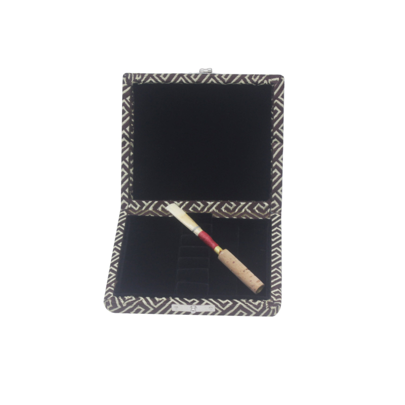 Oboe hangszeres tok, 6 darabos készlet, selyemmintás fa tároló, modell YY-21