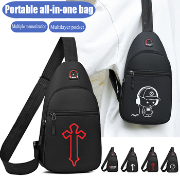 Мъжка чанта за гърдите, найлон, проветряваща, водоустойчива и ултра лека, Lingzhi Kangaroo, стил улична мода.