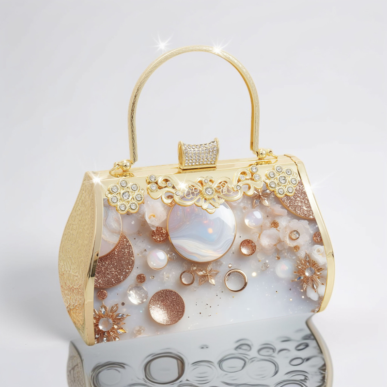 Елегантна вечерна чанта PU с заключване, хоризонтална квадратна форма, вътрешни джобове: ID джоб и ламиниран цип, подплата полиестер