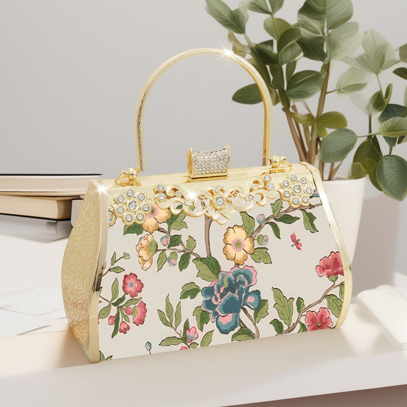 Елегантна вечерна чанта PU с заключване, хоризонтална квадратна форма, вътрешни джобове: ID джоб и ламиниран цип, подплата полиестер