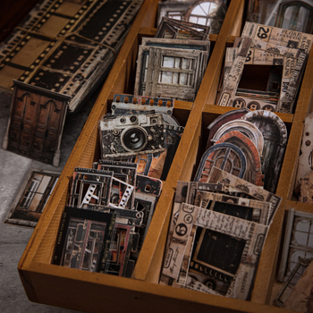 DIY scrapbooking dekorativne naljepnice — Dark Phantom retro Time Capsule serija, 90 komada, 4 dizajna, 60 g, bez ljepila, tiskanje