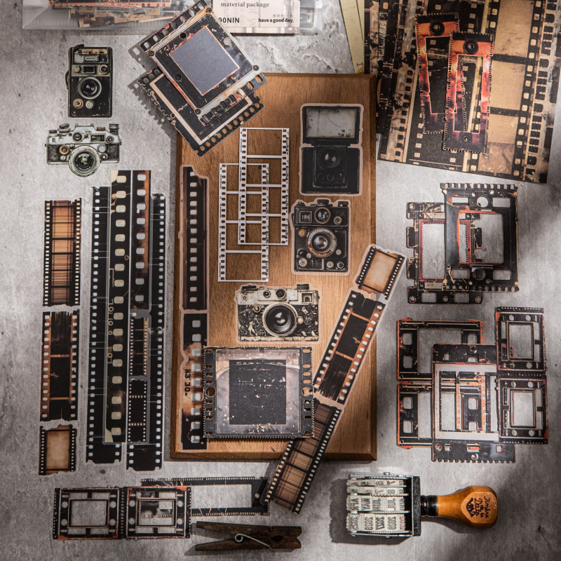 DIY scrapbooking dekorativne naljepnice — Dark Phantom retro Time Capsule serija, 90 komada, 4 dizajna, 60 g, bez ljepila, tiskanje