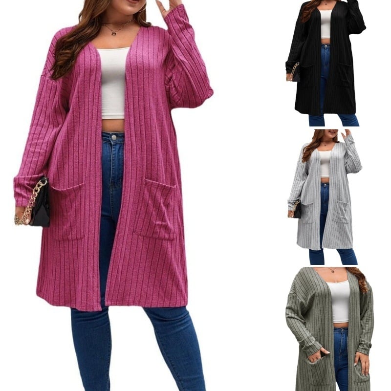 Μακρύ γυναικείο cardigan-παλτό, ανάμειξη πολυεστέρα-ελαστάν, μεσαίο μήκος, φαρδιά γραμμή