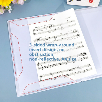 Zy127 Πλαστικός φάκελος για παρτιτούρες με πολλαπλά φύλλα — μη ανακλαστική επιφάνεια και διαφανείς ενθέσεις