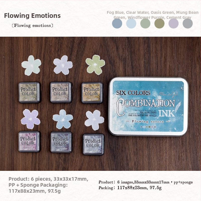 Mo mo tintapárna készlet – folyékony színek sorozata, olaj alapú tinta, 6 stílus