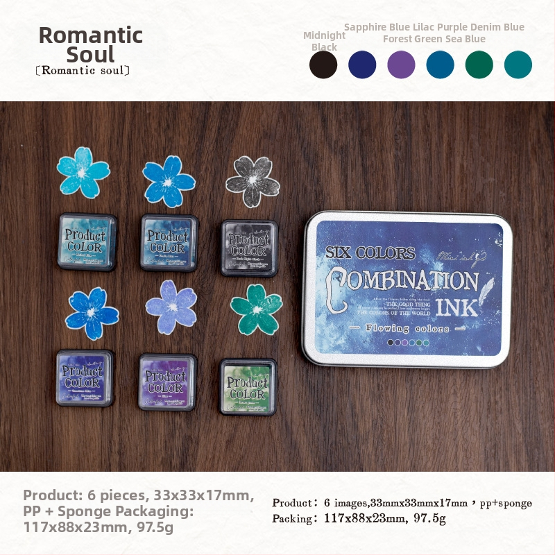 Mo mo tintapárna készlet – folyékony színek sorozata, olaj alapú tinta, 6 stílus