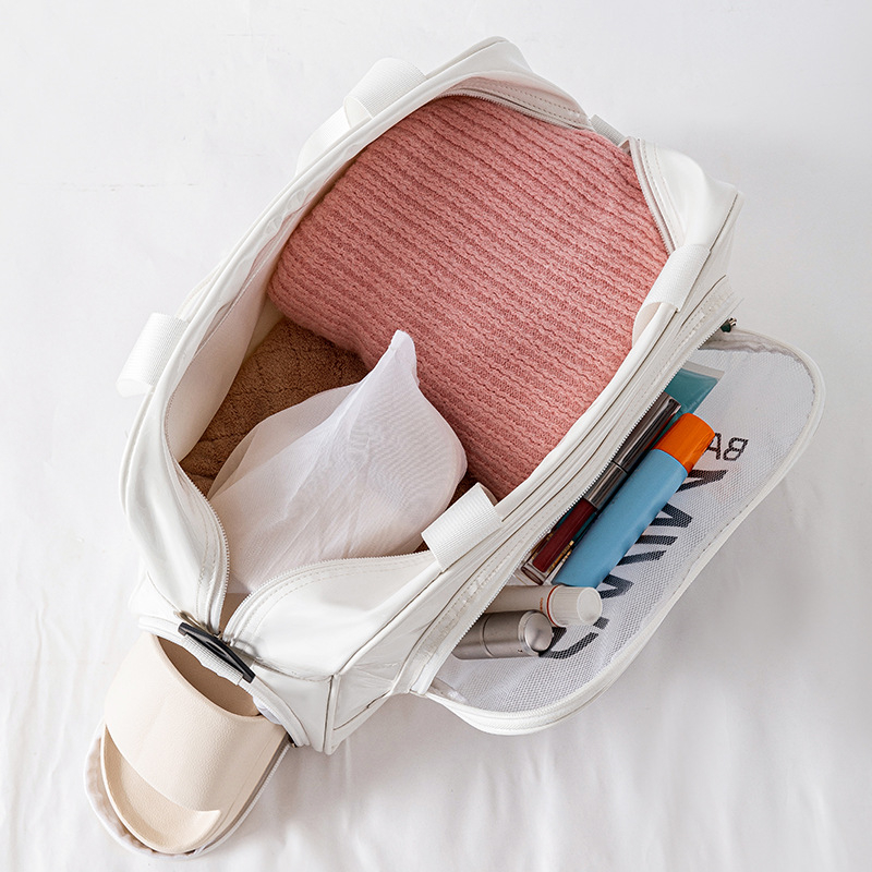 Δερμάτινη χιαστί τσάντα παραλίας με διαχωρισμό στεγνού-υγρού, αποθήκευση ταξιδιού και καλλυντικών, μεγάλη χωρητικότητα