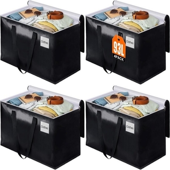 Melna smaga PP pārvietošanas soma, austā plastmasas uzglabāšanas soma — materiāls: PP; tips: austā soma; mērķis: pārvietošana; slodze: 10