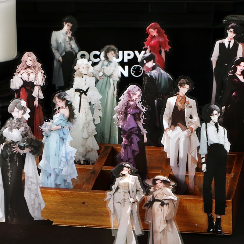 Σετ αυτοκόλλητων για ημερολόγιο – ρετρό στυλ, εντυπωσιακοί χαρακτήρες, PET υλικό, εκτύπωση, μάρκα Yuxian, αυτοκόλλητα με κόλλα