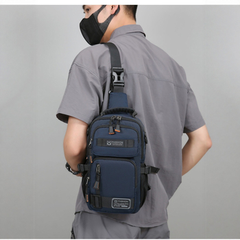 Мъжка чанта за гръден кош от оксфорд тъкан, градски стил, изключително лека, подплата от найлон, подходяща за 8-инчов лаптоп