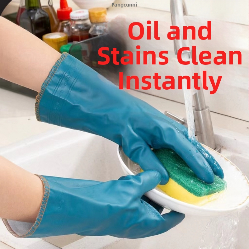 Velvet latex pirštinės su fliso viduje, šiltos plaunant indus ir valant virtuvėje, ultra plonos