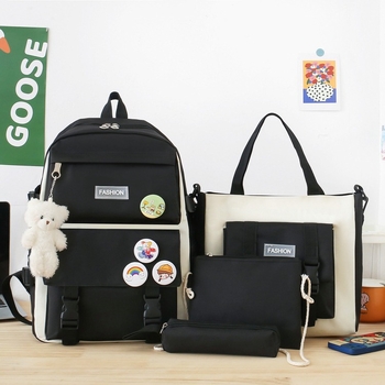 Σχολική σακίδιο πλάτης με μεγάλη χωρητικότητα 20–35 L, ύφασμα Oxford, διαπνέουσα και ανθεκτική στη φθορά, street-style με μοτίβο γραμμάτων, χωράει 15 ιντσών φορητό υπολογιστή