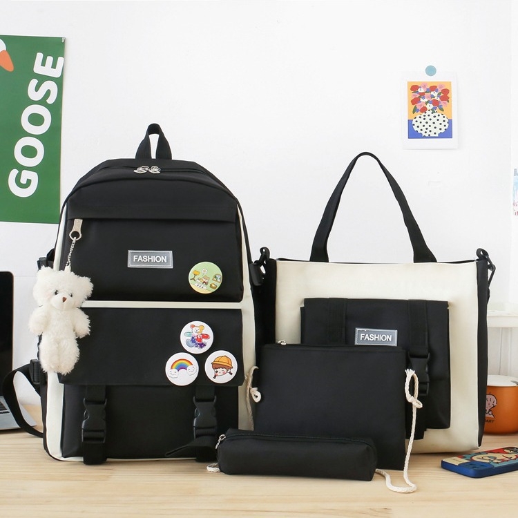 Školska torba s velikim kapacitetom 20–35 L, Oxford platno, prozračna i otporna na habanje, gradski stil, uzorak s slovima, stane 15-inčni prijenosnik