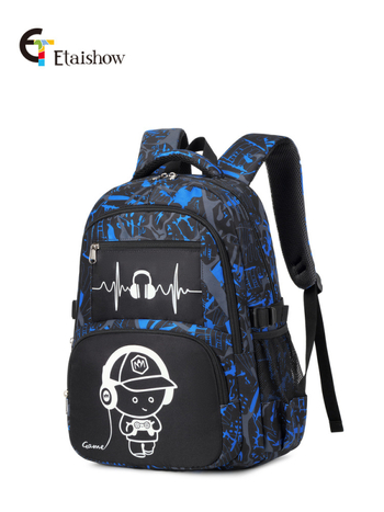 Училищна раница в корейски стил със светещ дизайн, голям капацитет, водоустойчива и устойчива на износване, извити презрамки