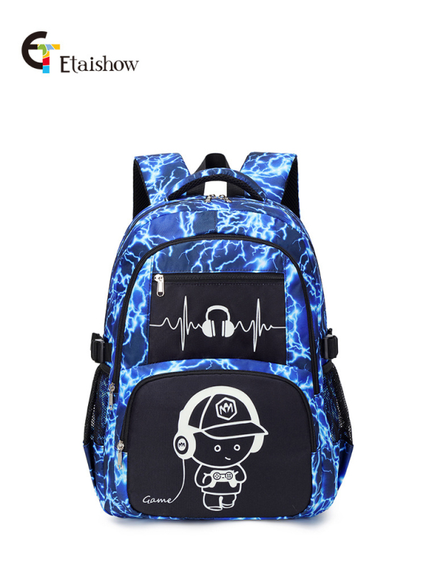 Училищна раница в корейски стил със светещ дизайн, голям капацитет, водоустойчива и устойчива на износване, извити презрамки