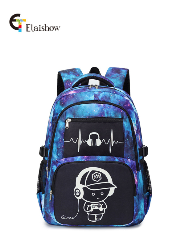 Училищна раница в корейски стил със светещ дизайн, голям капацитет, водоустойчива и устойчива на износване, извити презрамки