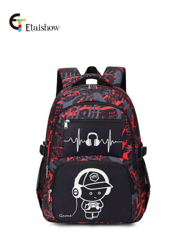 Училищна раница в корейски стил със светещ дизайн, голям капацитет, водоустойчива и устойчива на износване, извити презрамки