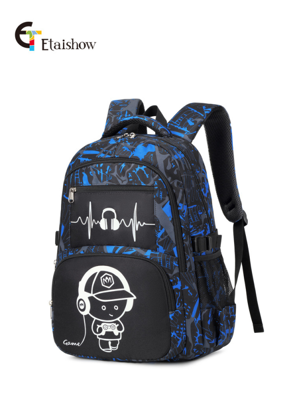 Училищна раница в корейски стил със светещ дизайн, голям капацитет, водоустойчива и устойчива на износване, извити презрамки