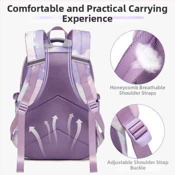 Комплект от три раници за ученици с чанта за обяд и принт (Oxford плат; дишаща, водоустойчива, ултралека, износоустойчива; извита презрамка)