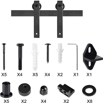 Csúszó barn door hardver készlet, modell JH-011, szénacélból, porbevonatú felülettel, testreszabható feldolgozás