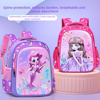 Училищна раница за деца (Унисекс; платно; дишаща; принт с аниме карикатури)