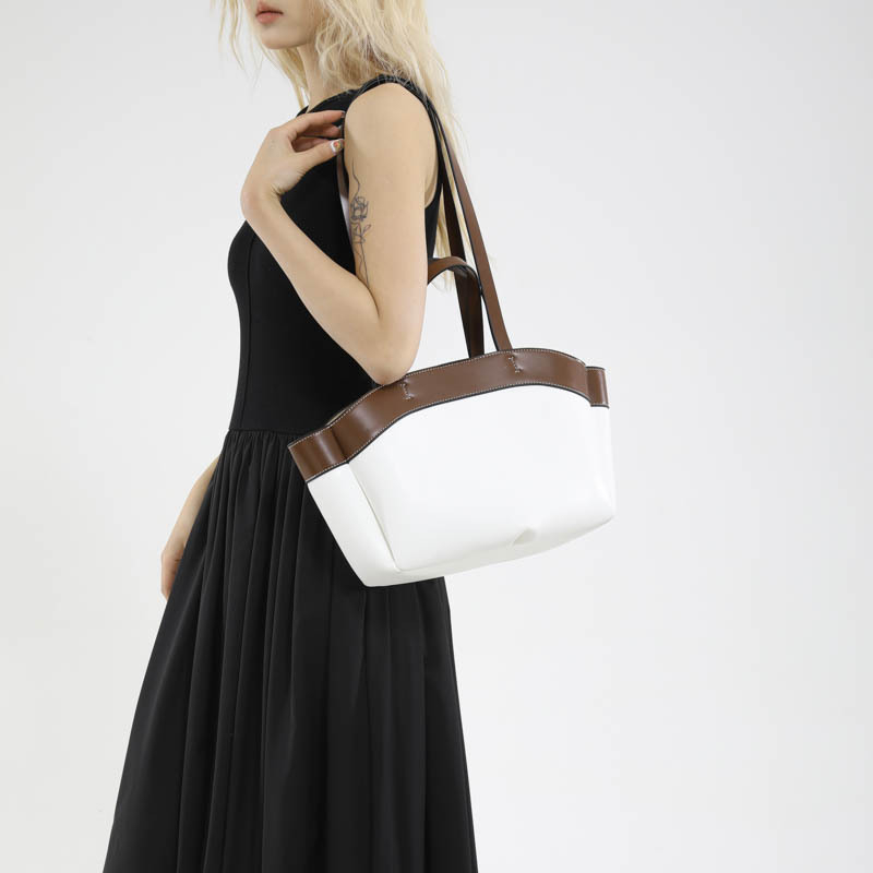 PU moterų Tote rankinė, horizontalaus kvadrato formos, laminuotas vidinis kišenė su užtrauktuku, poliesterio pamušalas