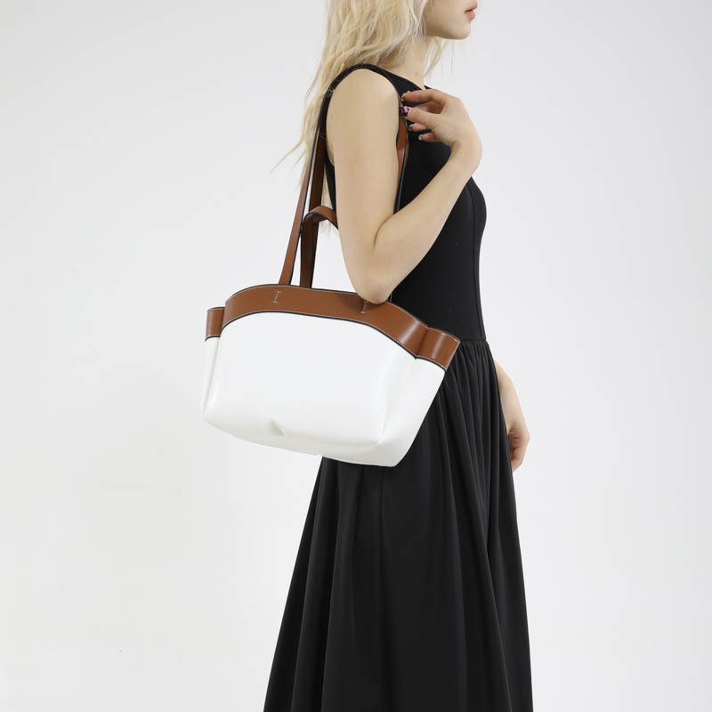 PU moterų Tote rankinė, horizontalaus kvadrato formos, laminuotas vidinis kišenė su užtrauktuku, poliesterio pamušalas