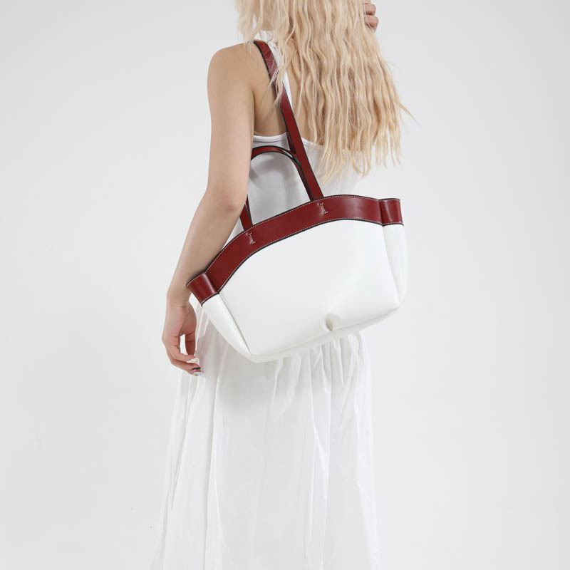 PU moterų Tote rankinė, horizontalaus kvadrato formos, laminuotas vidinis kišenė su užtrauktuku, poliesterio pamušalas