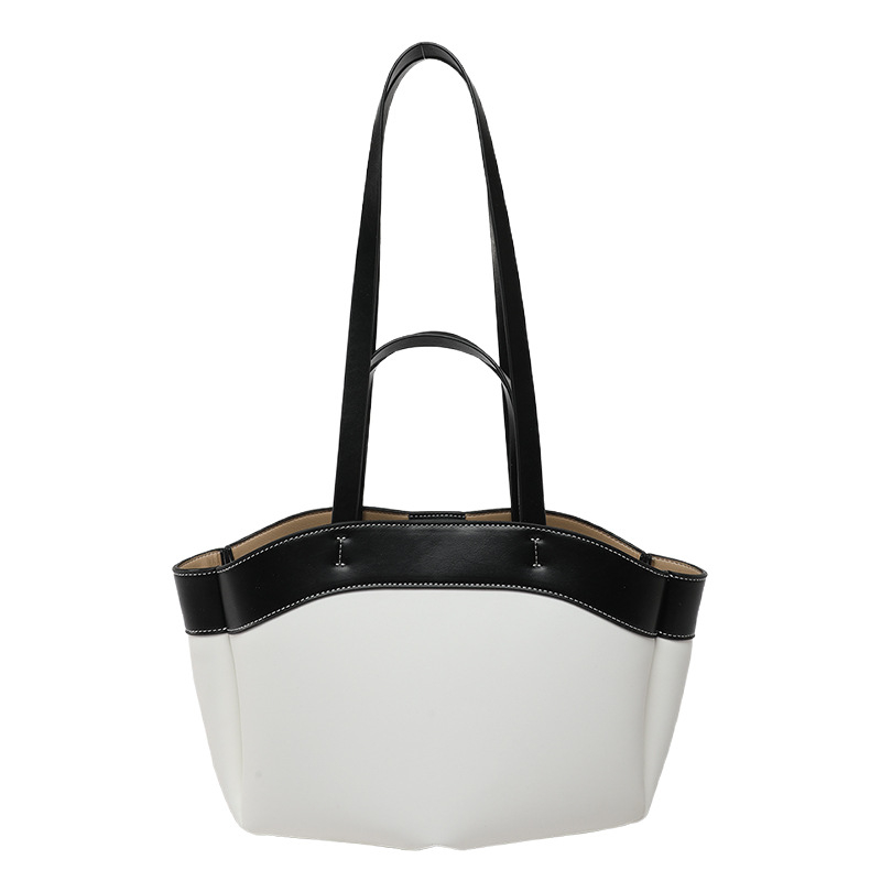 PU moterų Tote rankinė, horizontalaus kvadrato formos, laminuotas vidinis kišenė su užtrauktuku, poliesterio pamušalas