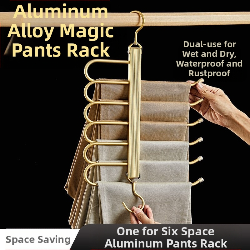 Sulankstomas kelnių laikiklis, kelių lygių iš aliuminio lydinio, žąsies formos dizainas, namų drabužių spintai