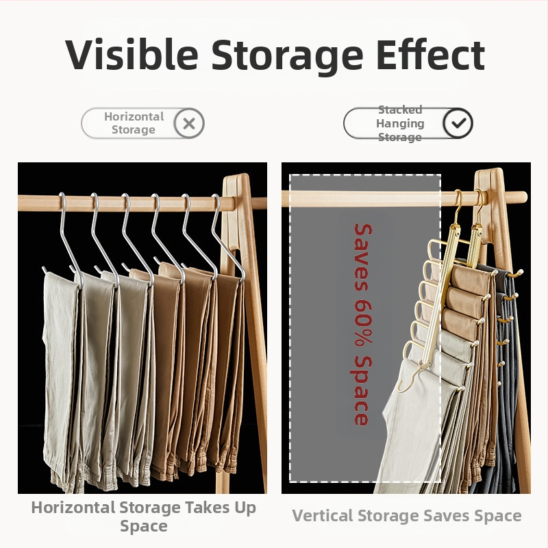 Сгъваема многоетажна закачалка за панталони, алуминиева сплав, гъскаобразна форма, за домашен гардероб