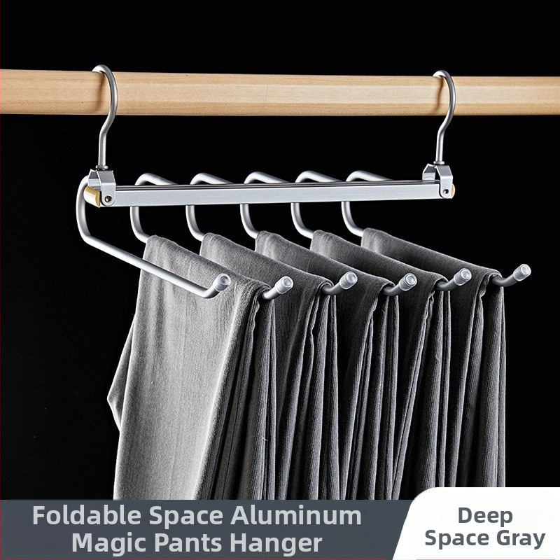 Sulankstomas kelnių laikiklis, kelių lygių iš aliuminio lydinio, žąsies formos dizainas, namų drabužių spintai