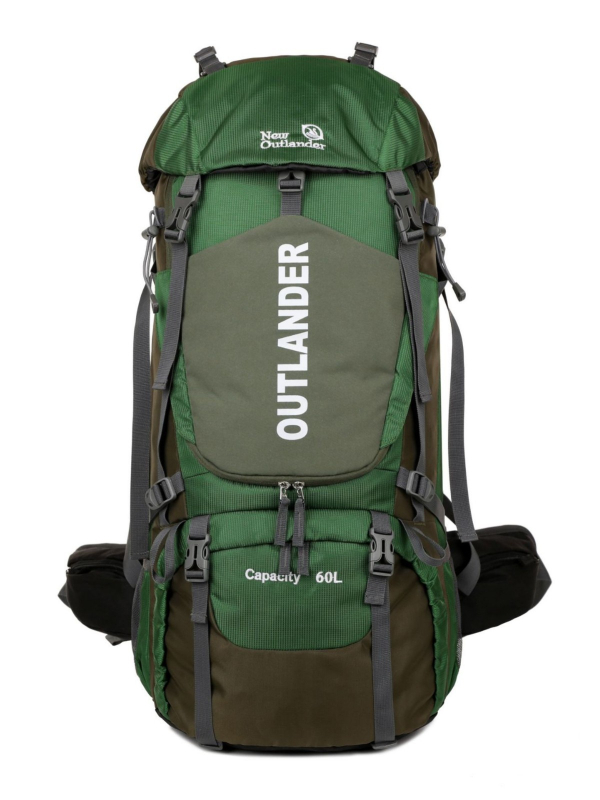 New Outlander Pārgājienu mugursoma — poliesters, elpojošs, ūdensnecaurlaidīgs, nodilumizturīgs, muguras panelis ar fizioloģisko izliekumu, kalnu pārgājieniem