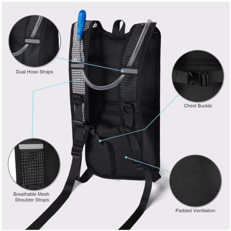 Rucsac de hidratare pentru activități în aer liber — Unisex, Poliester, Capacitate sub 20 L, Ușor, Spate ergonomic cu panou fiziologic