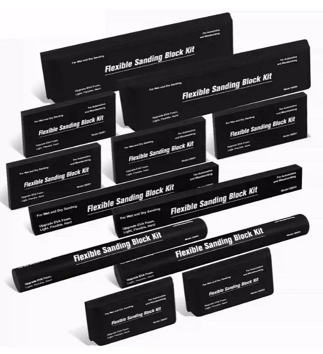 EVA шлайф-блокове комплект - гъвкави, мокро/сухо шлайфане, за дървообработка и автомобилна каросерия, 7 или 12 броя