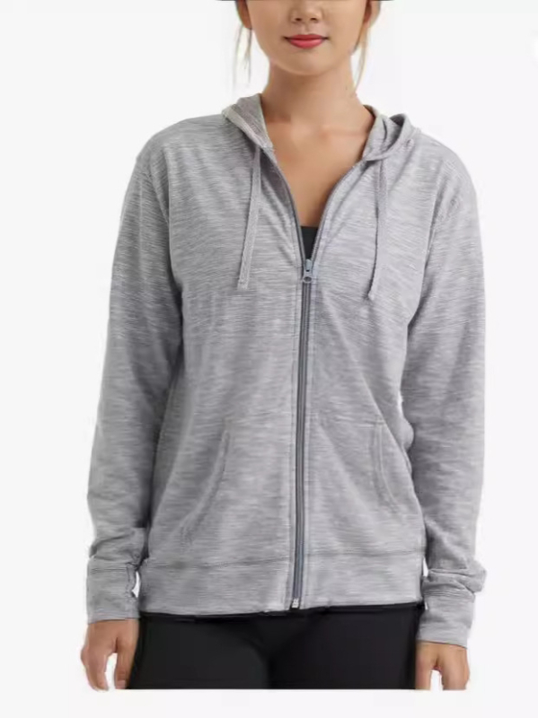 Кардиган-пуловер с качулка и цип, тънък памучен микс (50–70% памук, 30–50% органичен памук), 3D текстура, дълги ръкави, свободна кройка