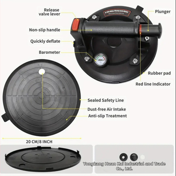 Вакуумна чашка за засмукване за стъкло, керамични плочки, мрамор и каменни плочи; тежък индустриален клас; ръчна въздушна помпа за повдигане; силно всмукване