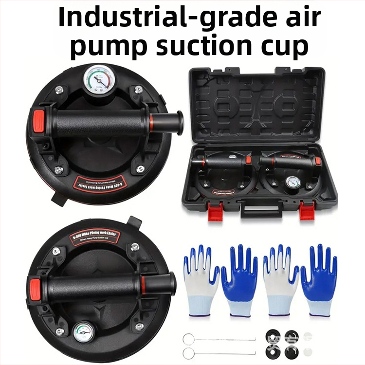 Вакуумна чашка за засмукване за стъкло, керамични плочки, мрамор и каменни плочи; тежък индустриален клас; ръчна въздушна помпа за повдигане; силно всмукване